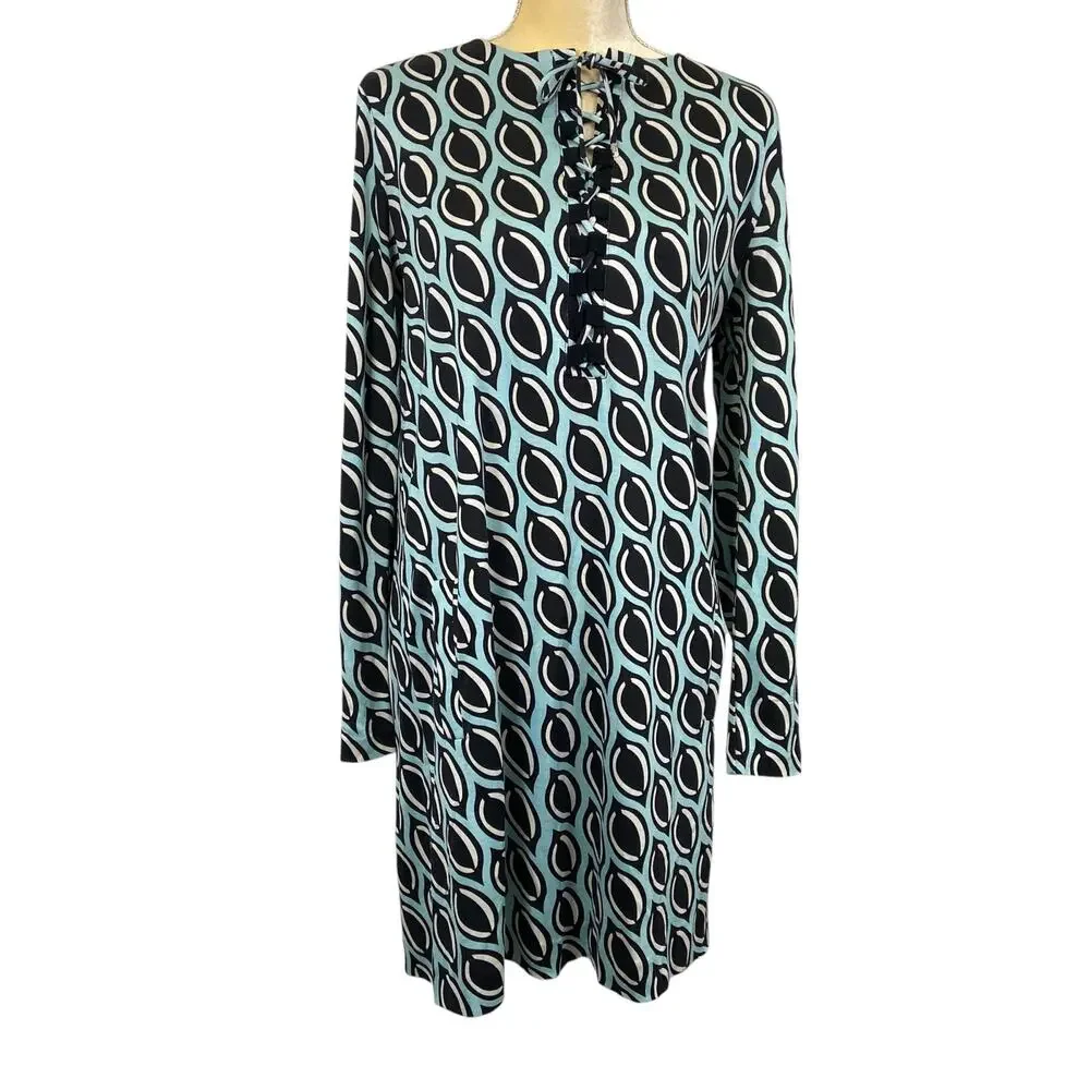 Diane Von Furstenburg 100% Silk Knit Tunic Dress Nana Size 10 - Picture 2 of 16